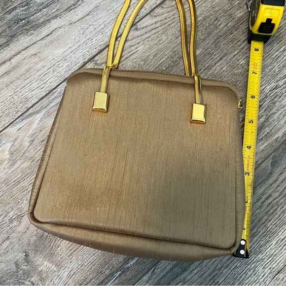 Carlo FALCHI SPORT Gold Herringbone Chain Handle Handbag Wristlet Minibag - Picture 9 of 11